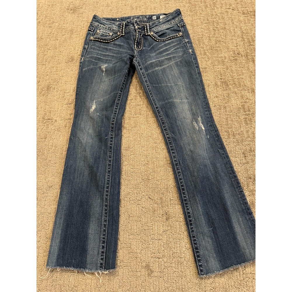 Miss Me Size 30/30 Boot Cut Ruff Hem Jeans (U1)